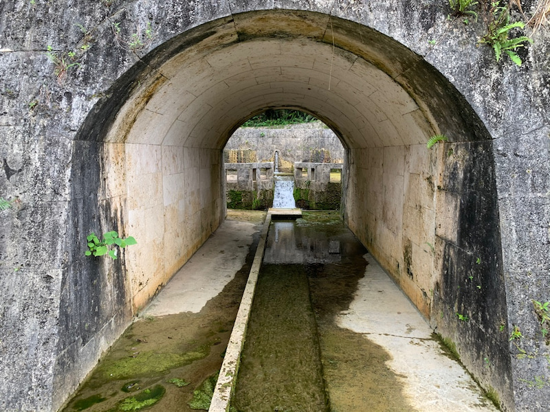 石垣に囲まれた具志堅フプガーの全体的な雰囲気